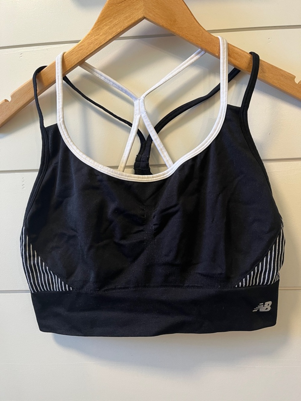 New Balance Black & White Strappy Crossback Sports Bra